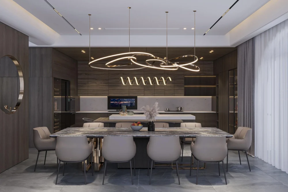 twist loop pendant light dining room